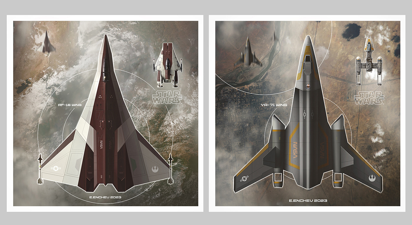 Aircraft spaceship Space  Scifi design concept Overpaint Military stealth Fighter