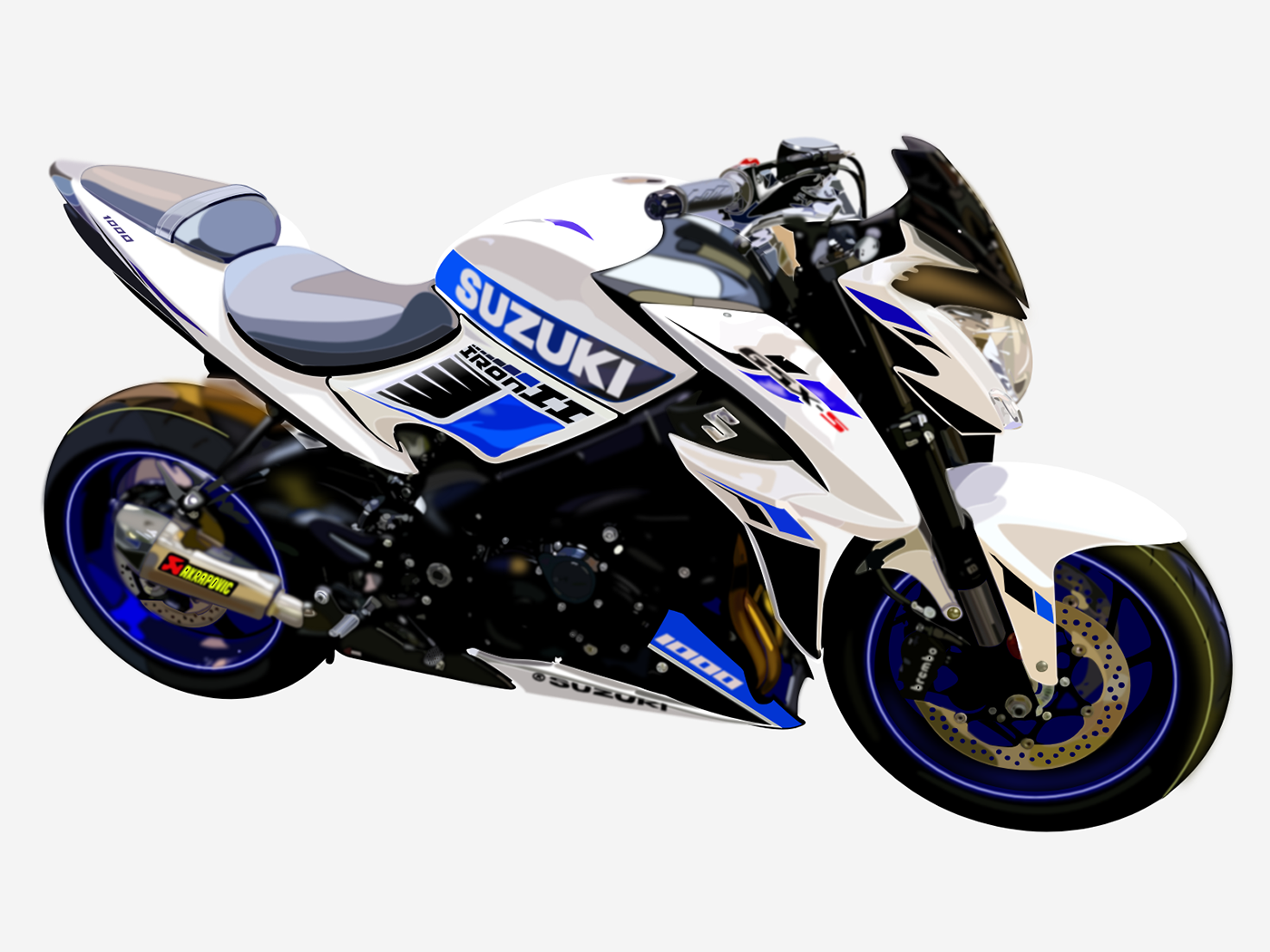 Bike Digital Art  Drawing  hyperrealism motorcycle portrait sport Suzuki vector vector portrait