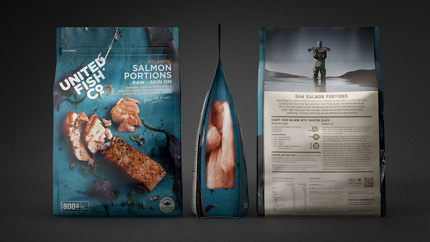 identity Rebrand Packaging sea food design food photography