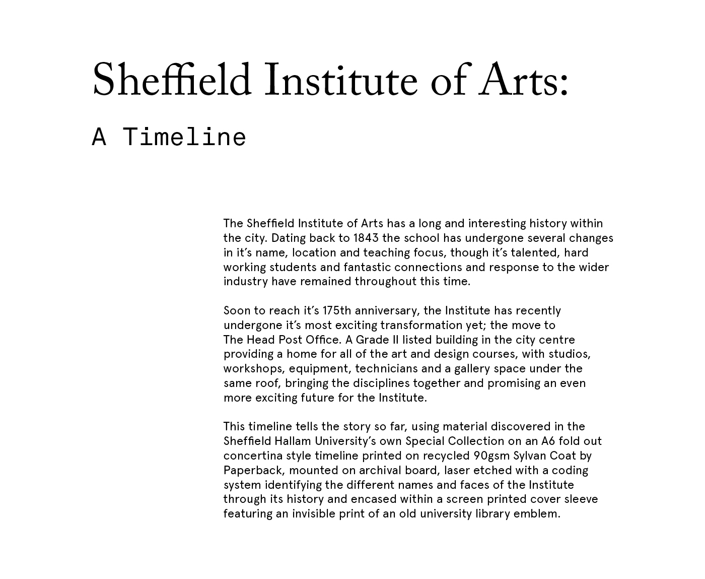 timeline concertina sheffield institute of arts