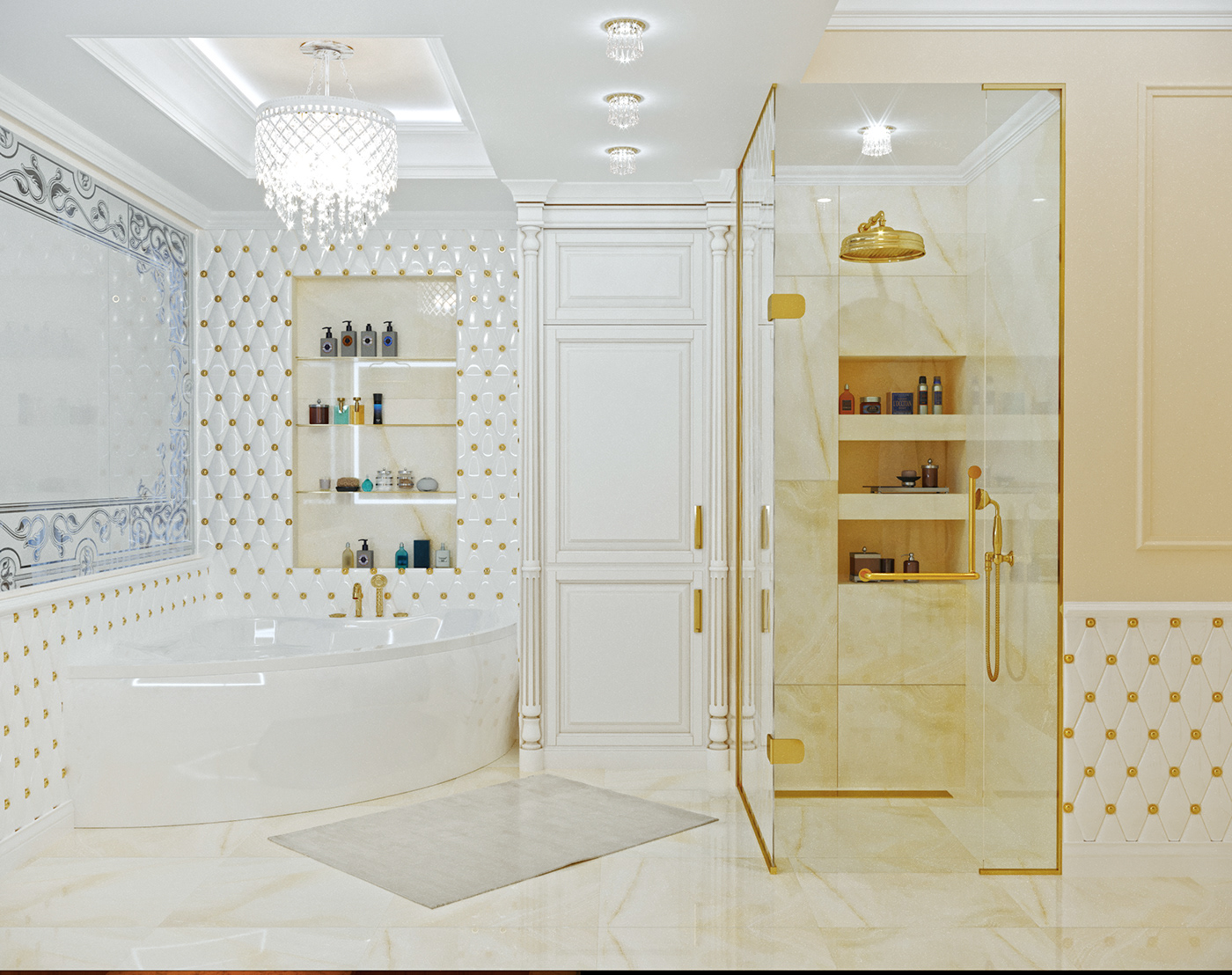 Дизайн проект  квартира Красивый интерьер классика спальня гостиная   ванная