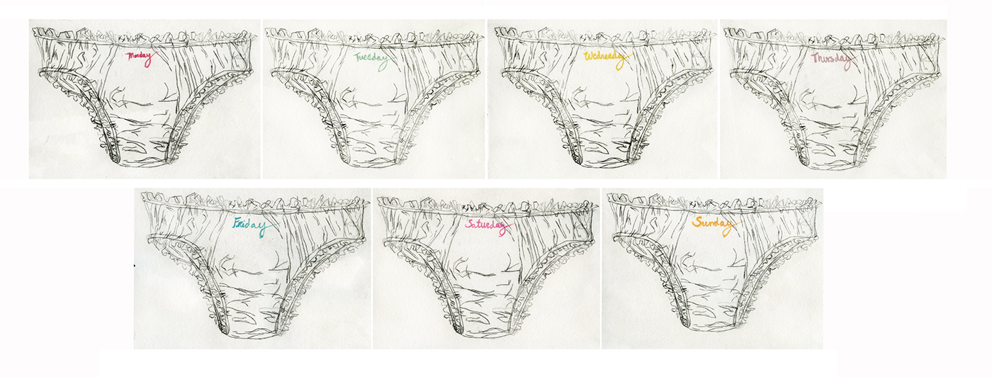printmaking panties underwear feminine femme girls weekdays etching acrylic prints