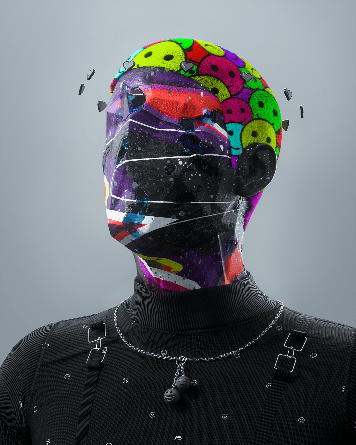 3D abstract c4d CGI colorful hair hypebeast ILLUSTRATION  Mood Swings  surreal surrealism