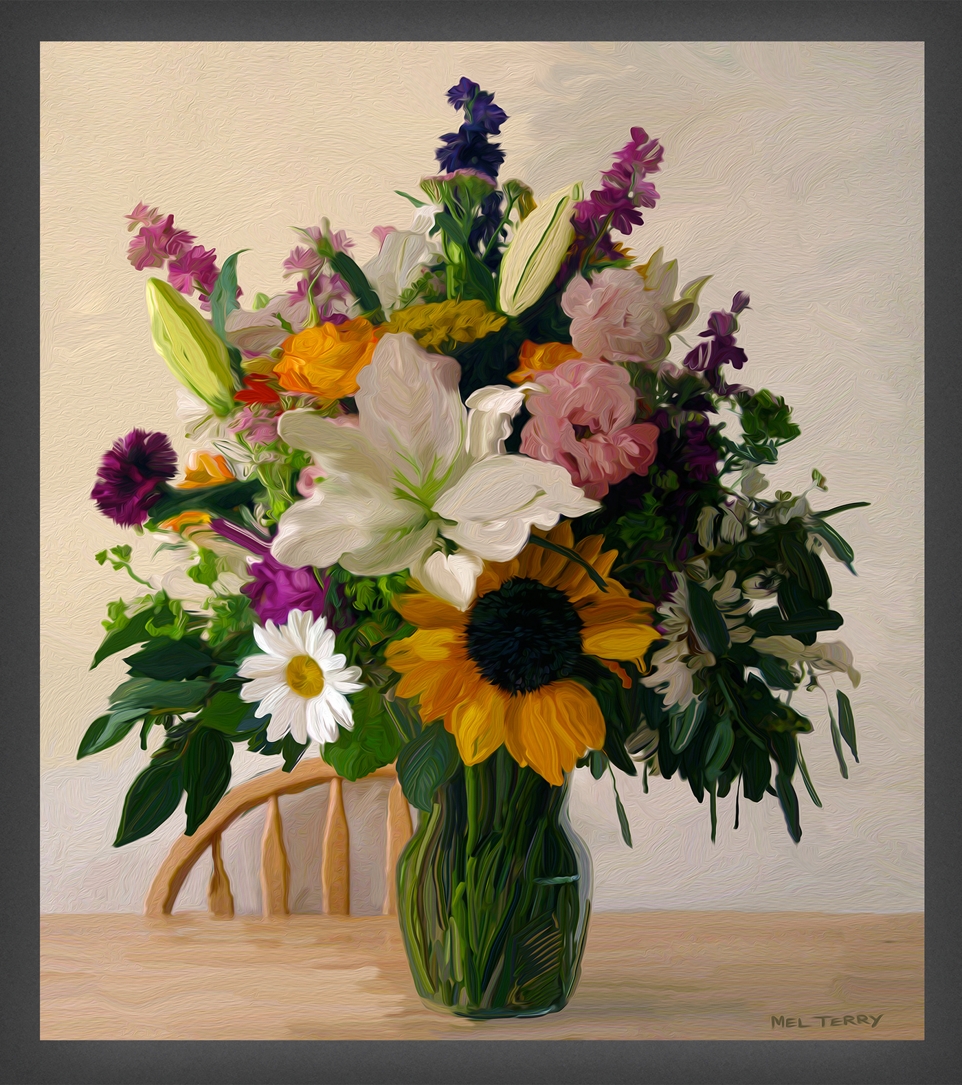 brushwork digital painting Flowers florals