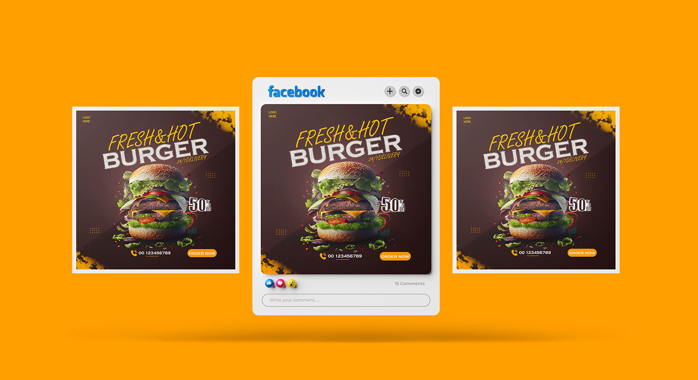 Social media post socail media post design burger Poster Design creative professional instragram high quality design Socialmedia