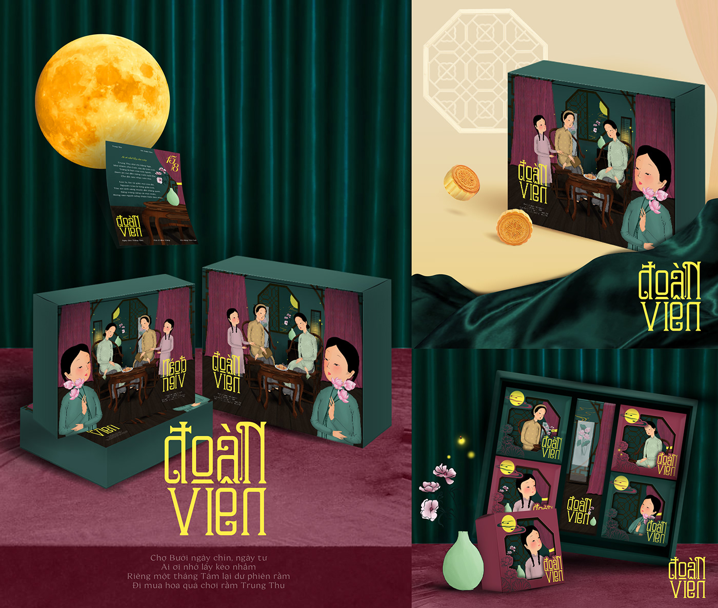 artwork box festival MidAutumn Mockup mooncake Packaging trungthu vietnamese VietnamTraditional