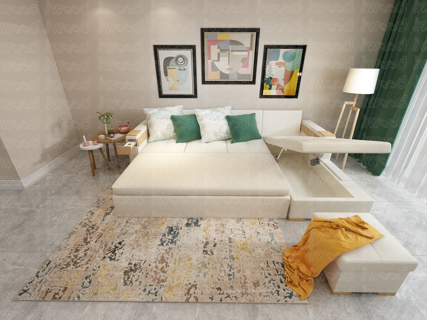 3ds max design furniture design  Interior interior design  modern sofabed tvunitdesign visualization wood