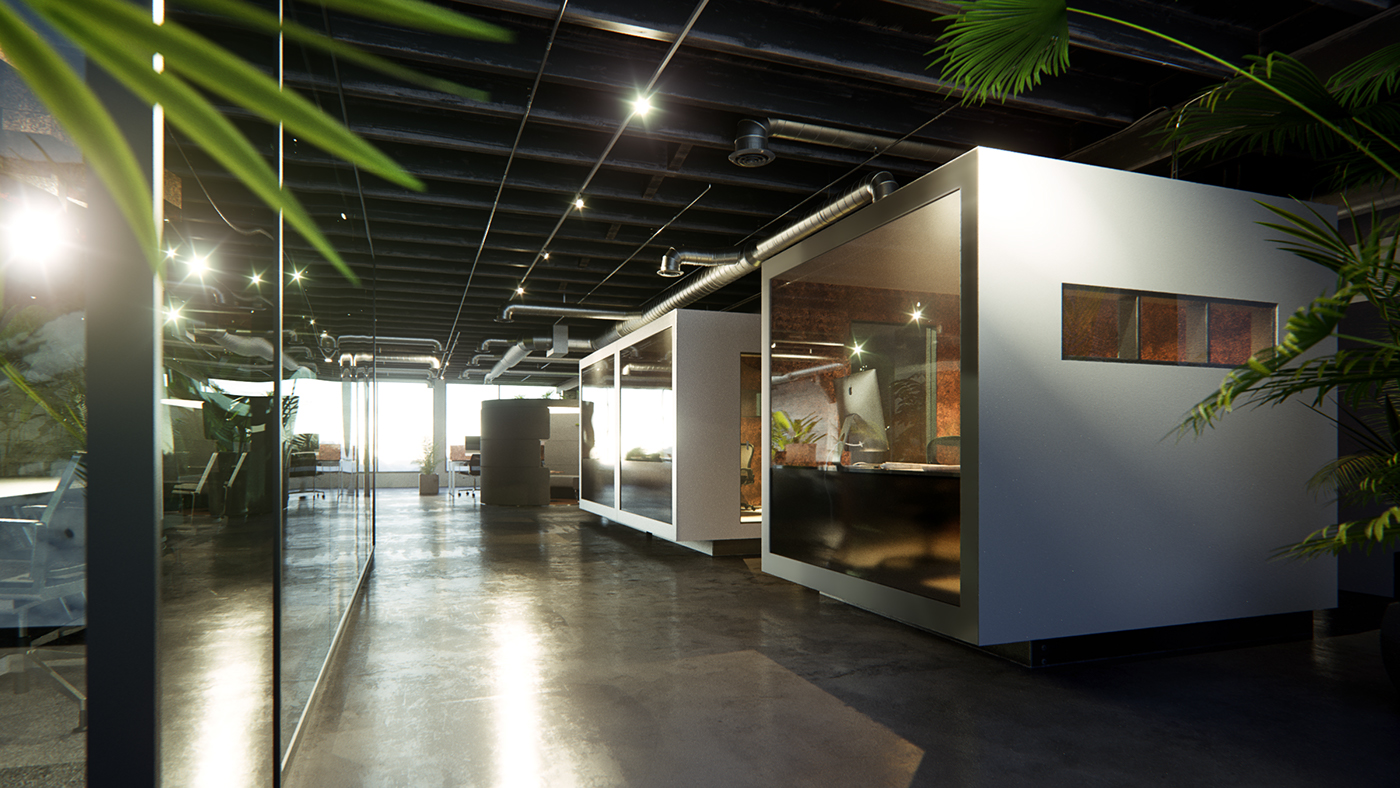 Office space interior design and materials