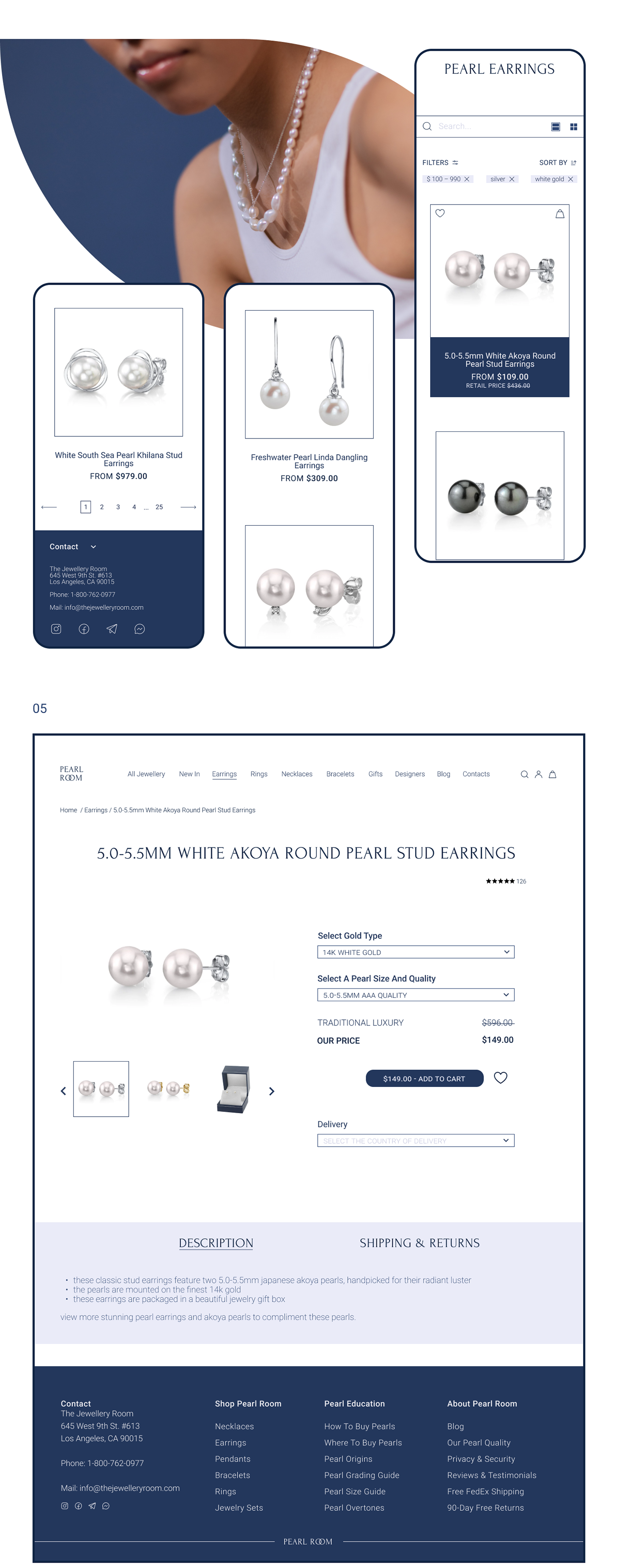 design Figma first project Jewellery jewelry Mobile app pearl UI/UX Web Design  Website