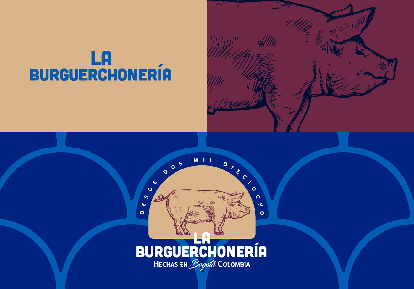 La Burguerchonería Type Sailor david espinosa burger brand logo restaurant Stationery