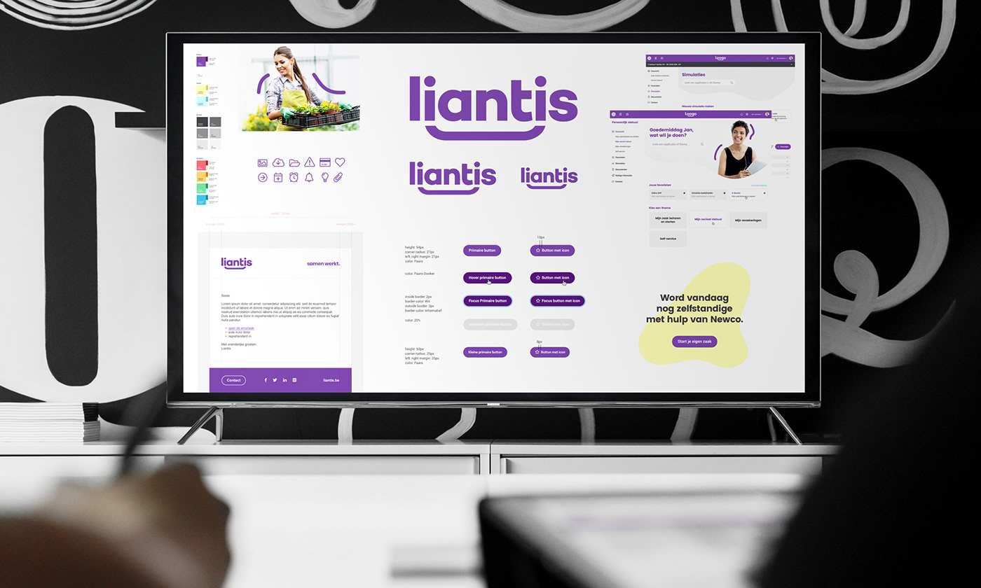 liantis purple White branding  identity shapes organic motion companion human