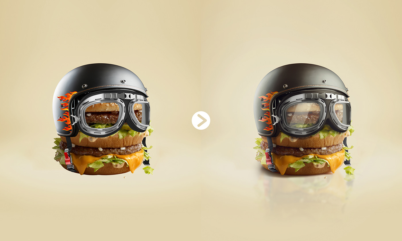 burger fast delivery Helmet McDonalds mcdonald's ad