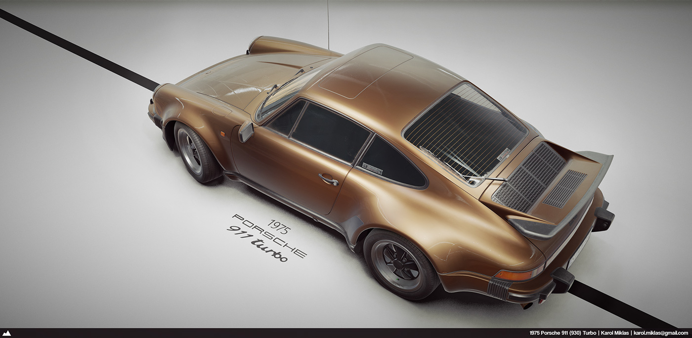 Porsche 911 porsche 930 Porsche sports car vintage Old car Render studio blender sketchfab