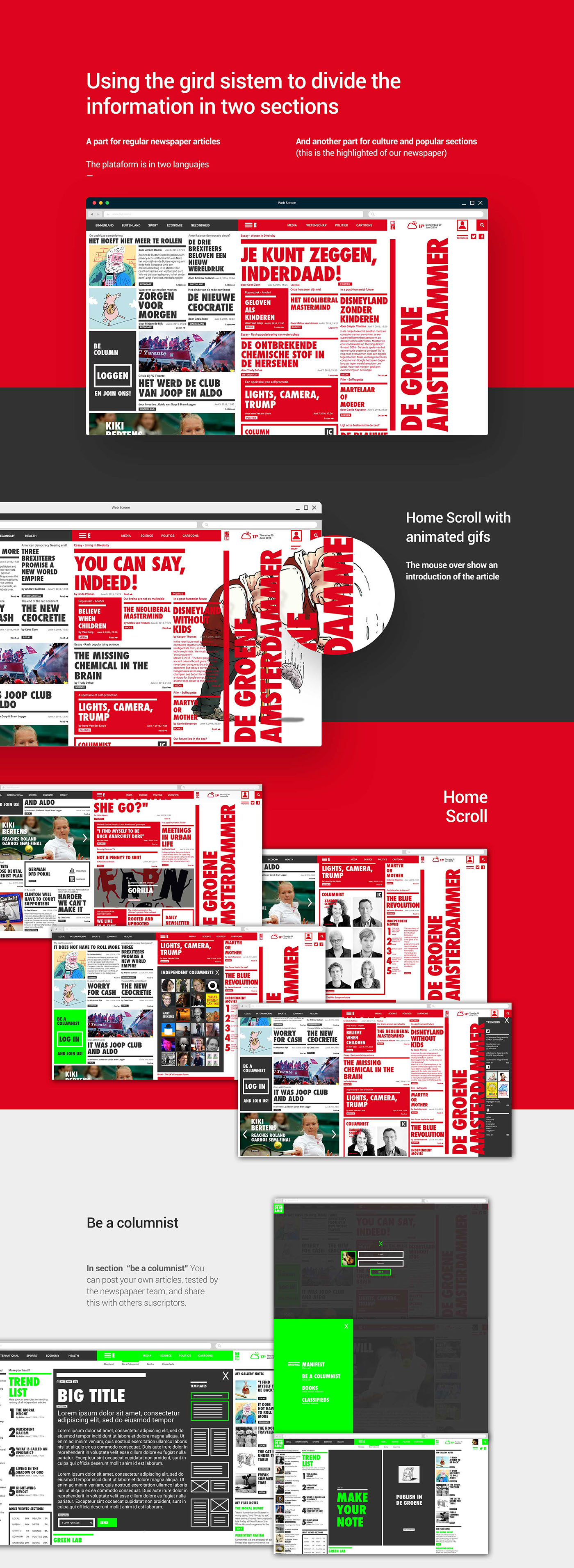 Web design ux Gabriele graphic design  branding  rebranding Diseño Gabriele newspaper De Groene Amsterdammer
