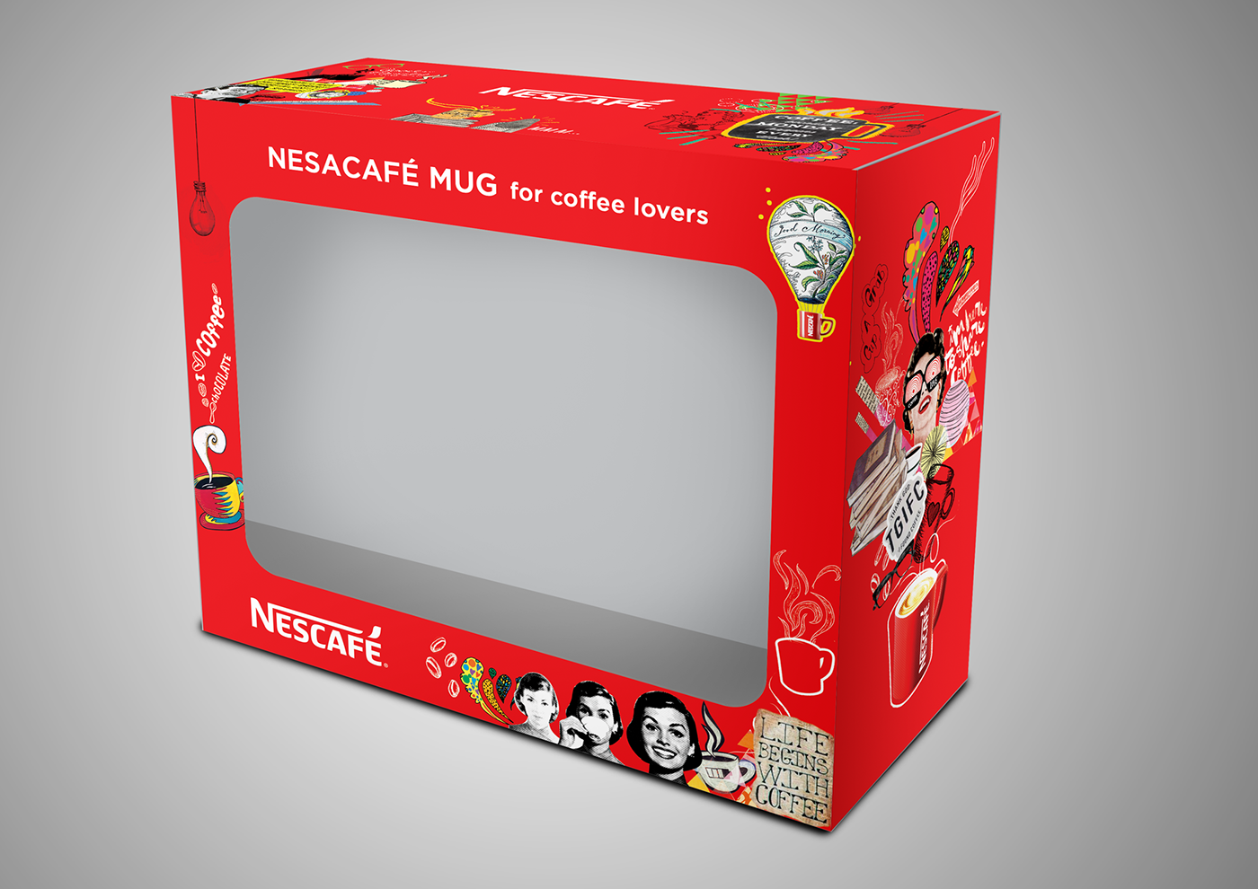 Coffee memes nescafe pop art Fun colors red Mug  promo
