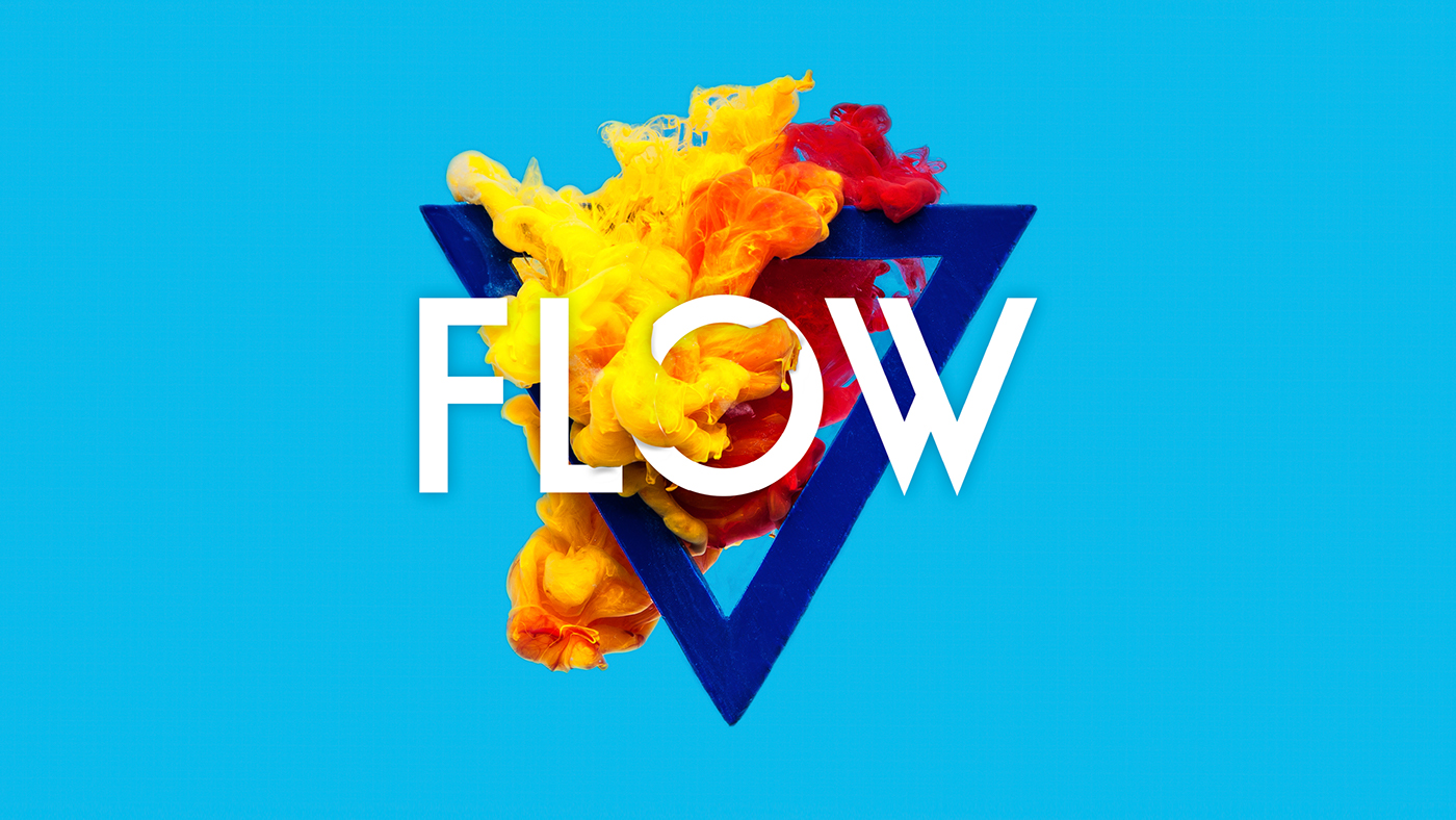 flow Event campaign Slow motion slomo water Liquid ink paint triangle poster Website