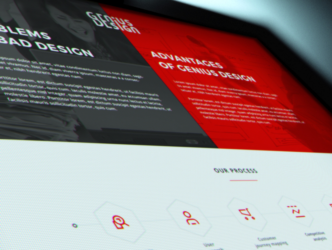 fortrus Website icons pictograms onepage develop red White