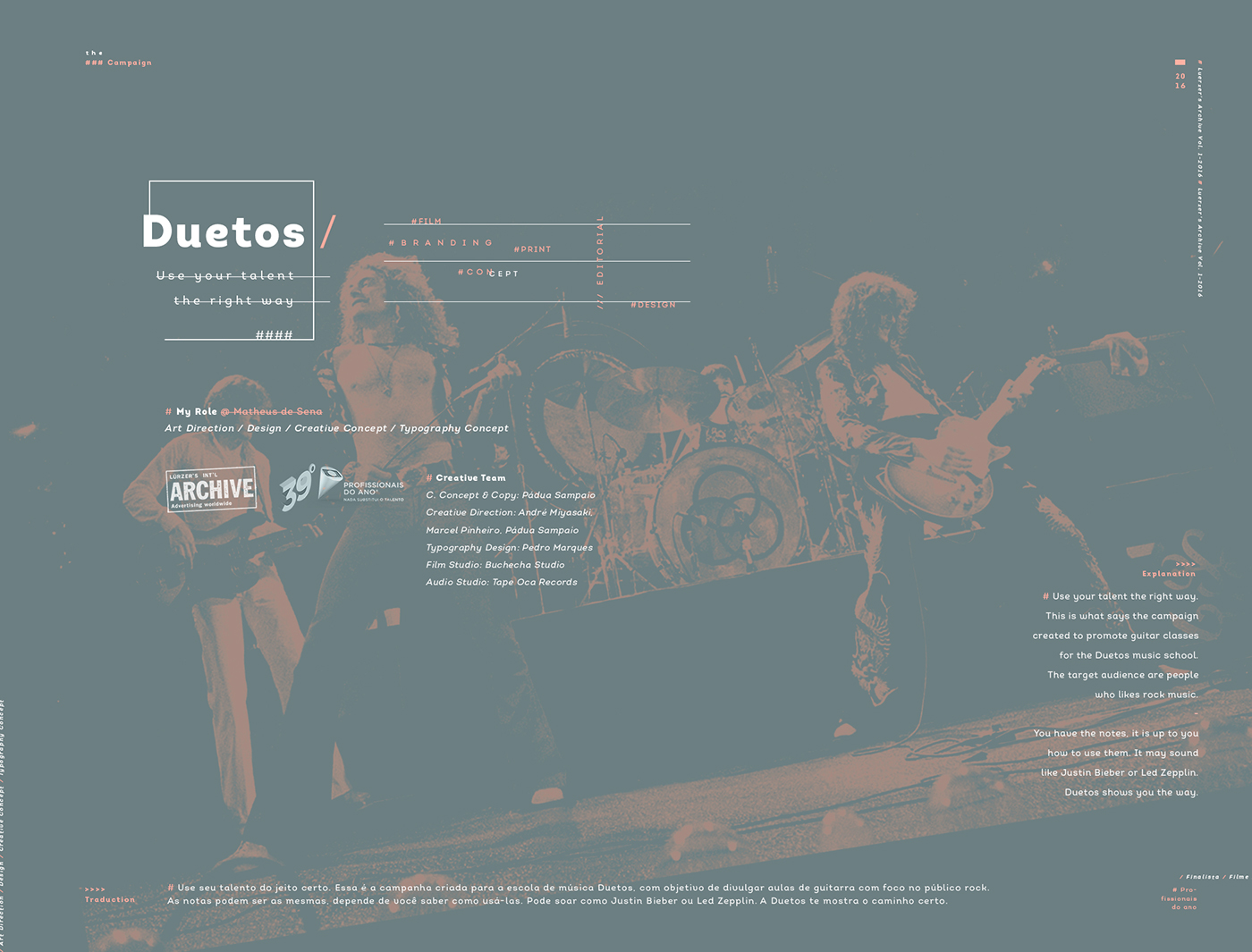 Adobe Portfolio music Archive guitar rock notes Beatles type branding  poster