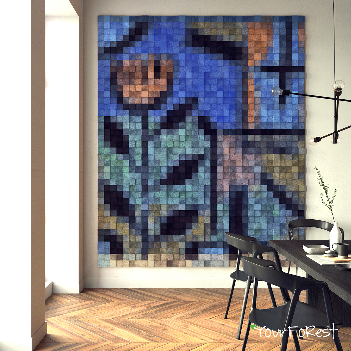 mosaic painting   Panno wall panels wood wooden decor interior design  Wall cladding wooden mosaic