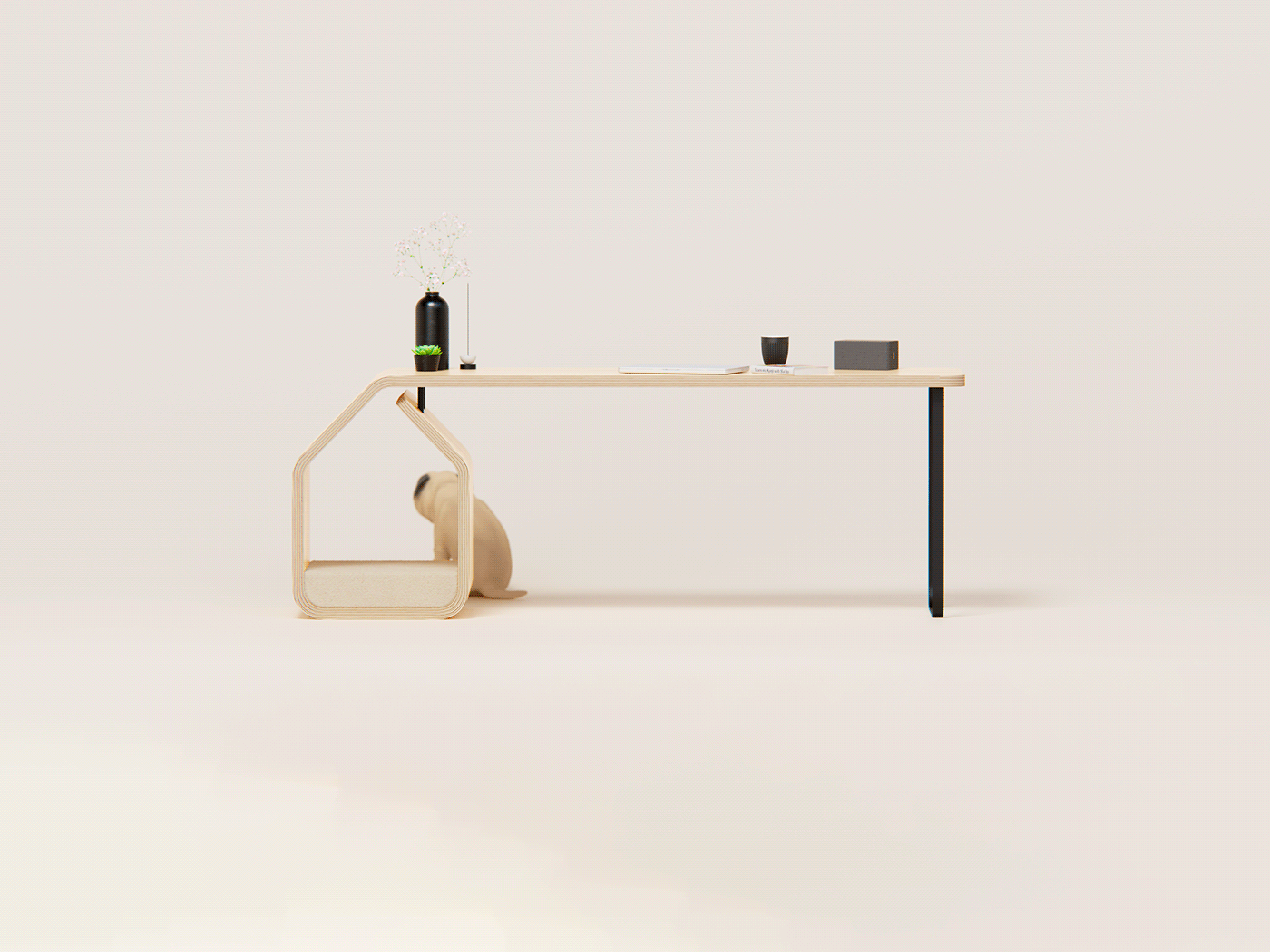 dog Pet desk furniture plywood Render industrial design  product design  Office keyshot