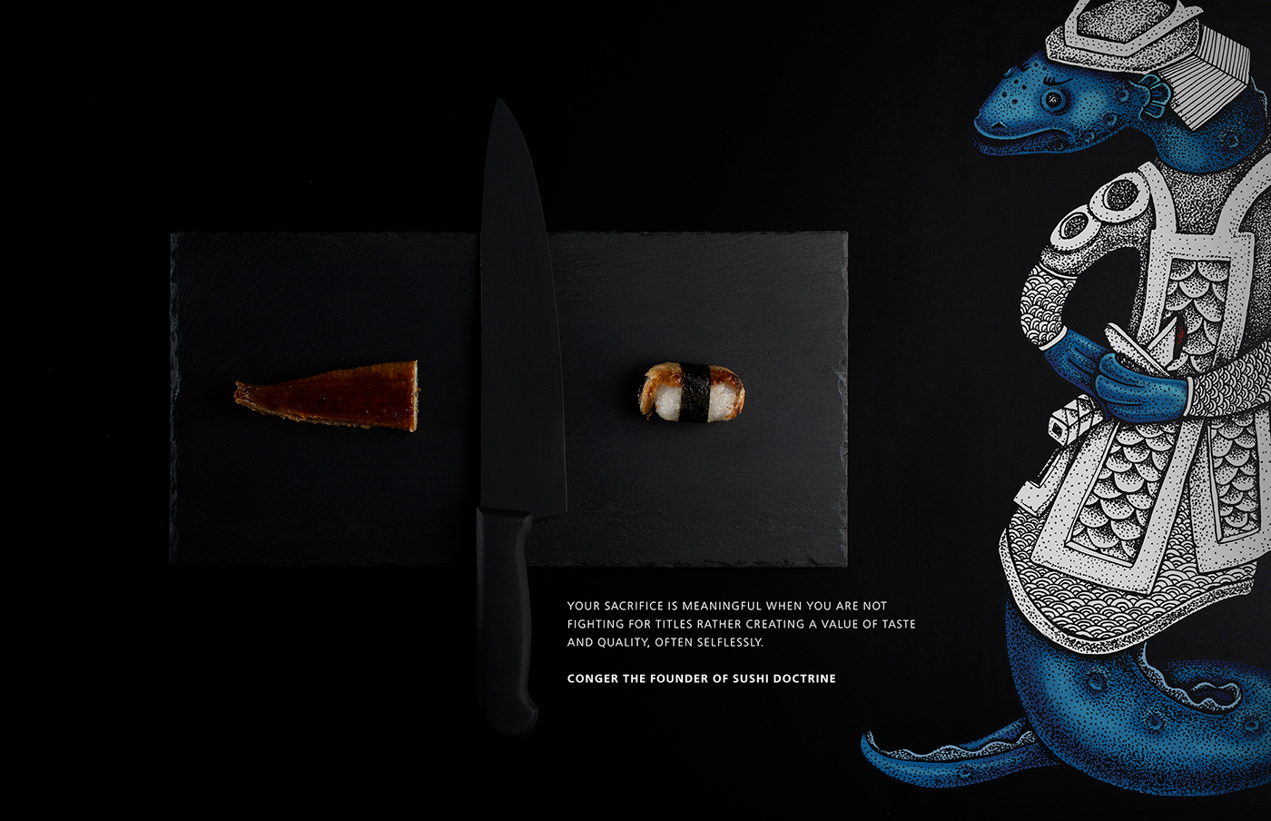 ILLUSTRATION  Packaging branding  Restaurant Branding Sushi samurai asian logo Armenia pentawards