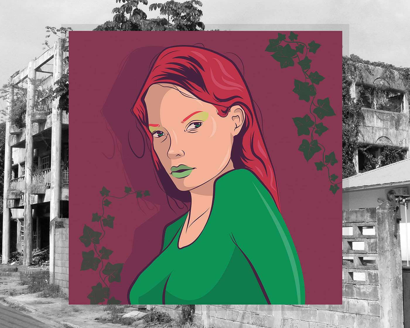 Illustrator draw iPad pro pencil graphic color portrait face girl