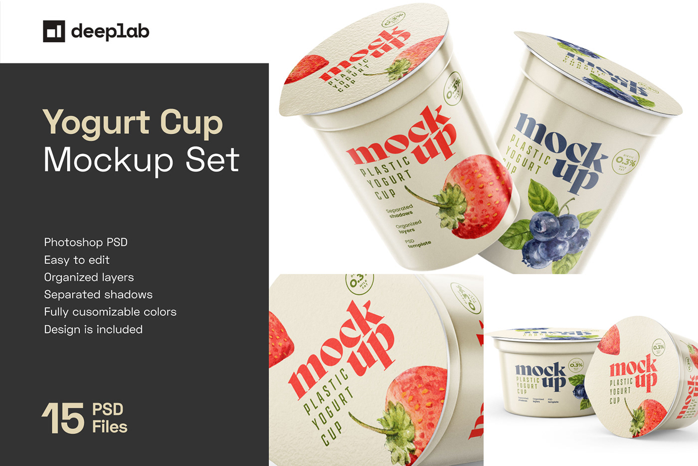 cup dessert Food  Label milk Mockup Packaging Wrap yogurt free