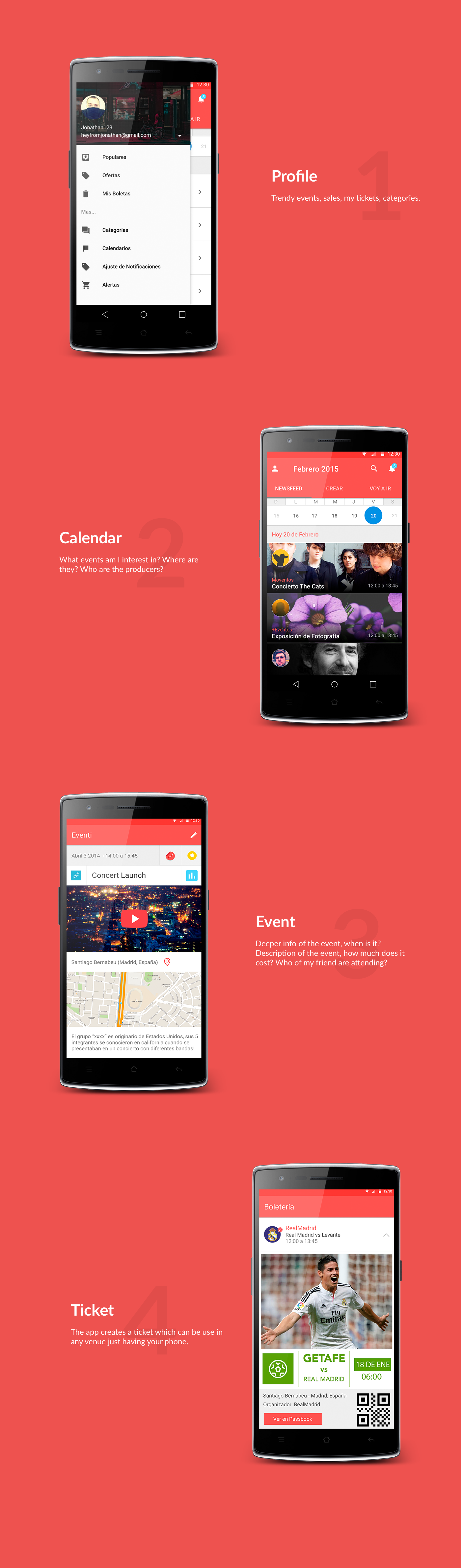 app Web Events red color ux UI uidesign