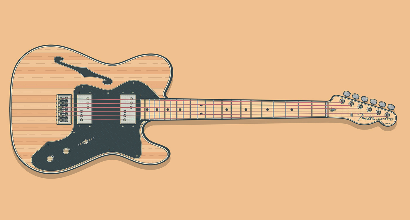 electric guitar fender fender guitar  Fender Telecaster guitar guitar art guitar illustration Telecaster thinline vector art