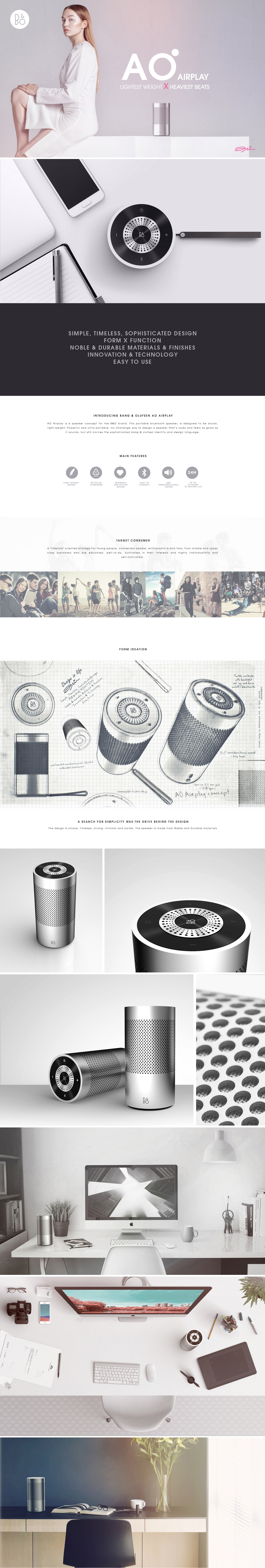 bluetooth speaker bang & olufsen. speaker concept AO Airplay Product design; Belkharmoudi Aziz Audio