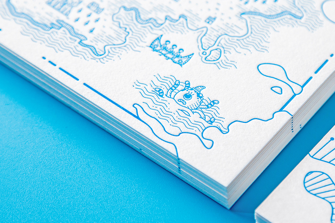 card graphic design  ILLUSTRATION  map blue sea greeting card letterpress anniversary treasure