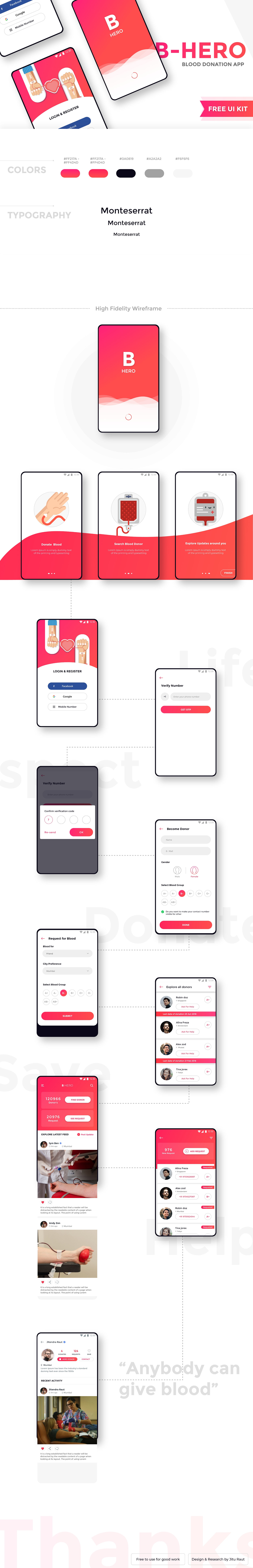 #user interaction #free UI ux freebie 2018uitrends blood donation app material design Clean Design userinteraction