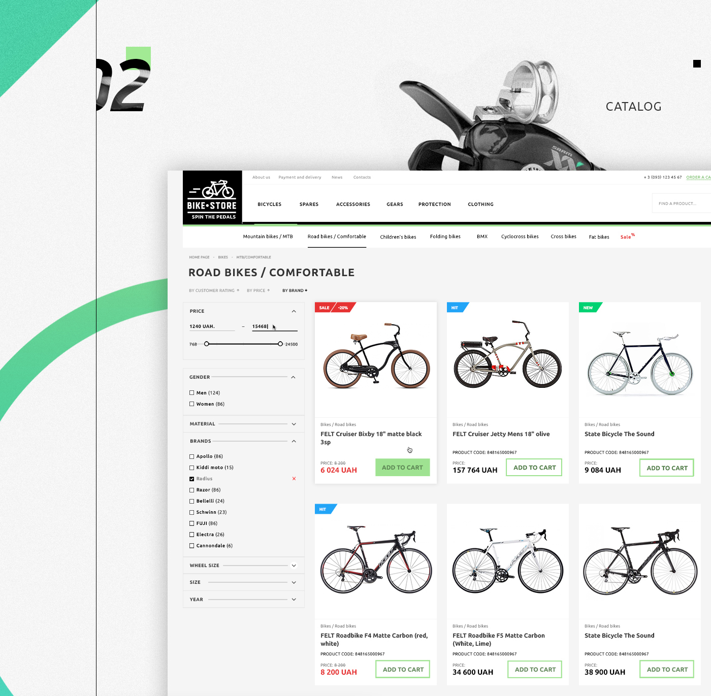 Bike Bicycle store shop e-commerce flat clear ux UI grey free psd minimal sport equipment