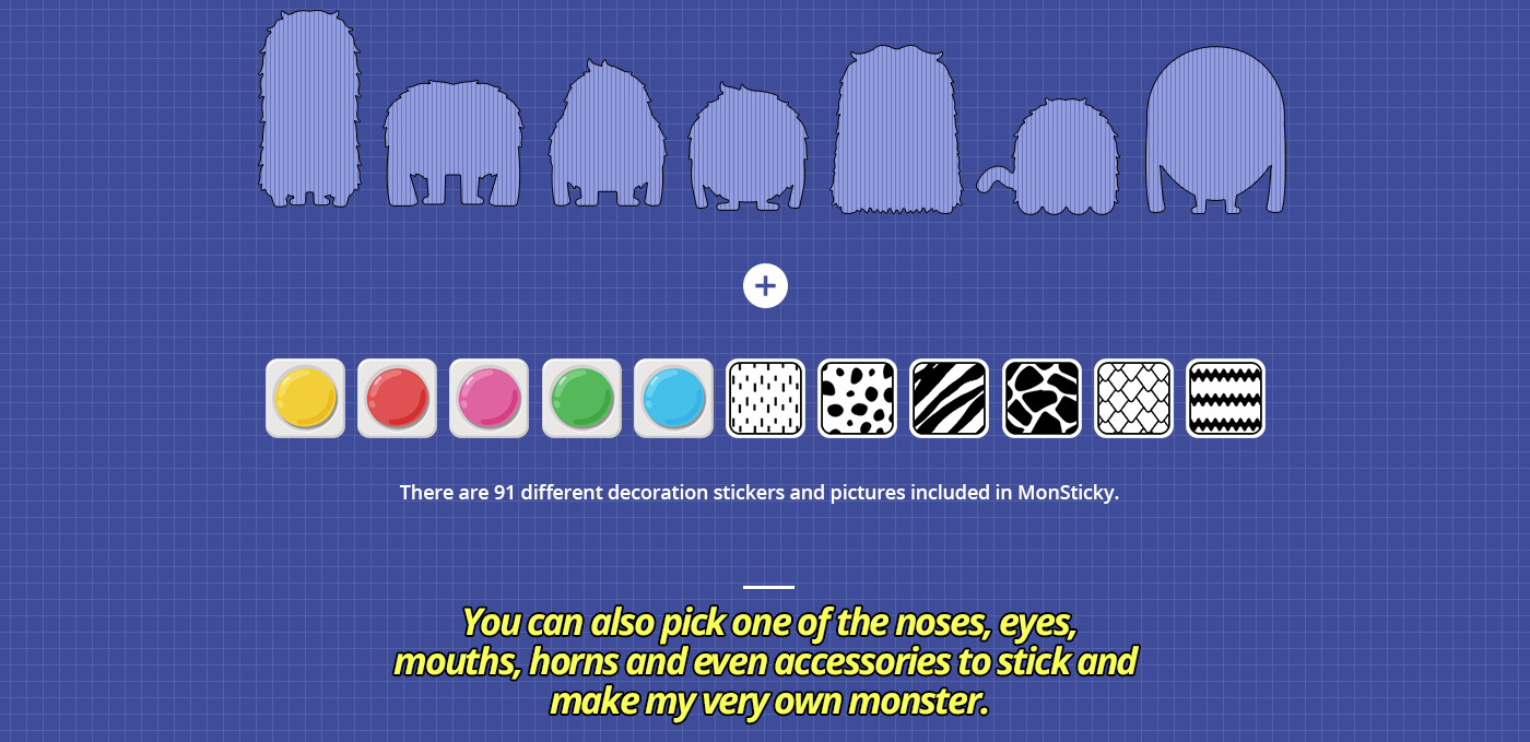 Joyflap monster monsticky kids kidsapp app decorate