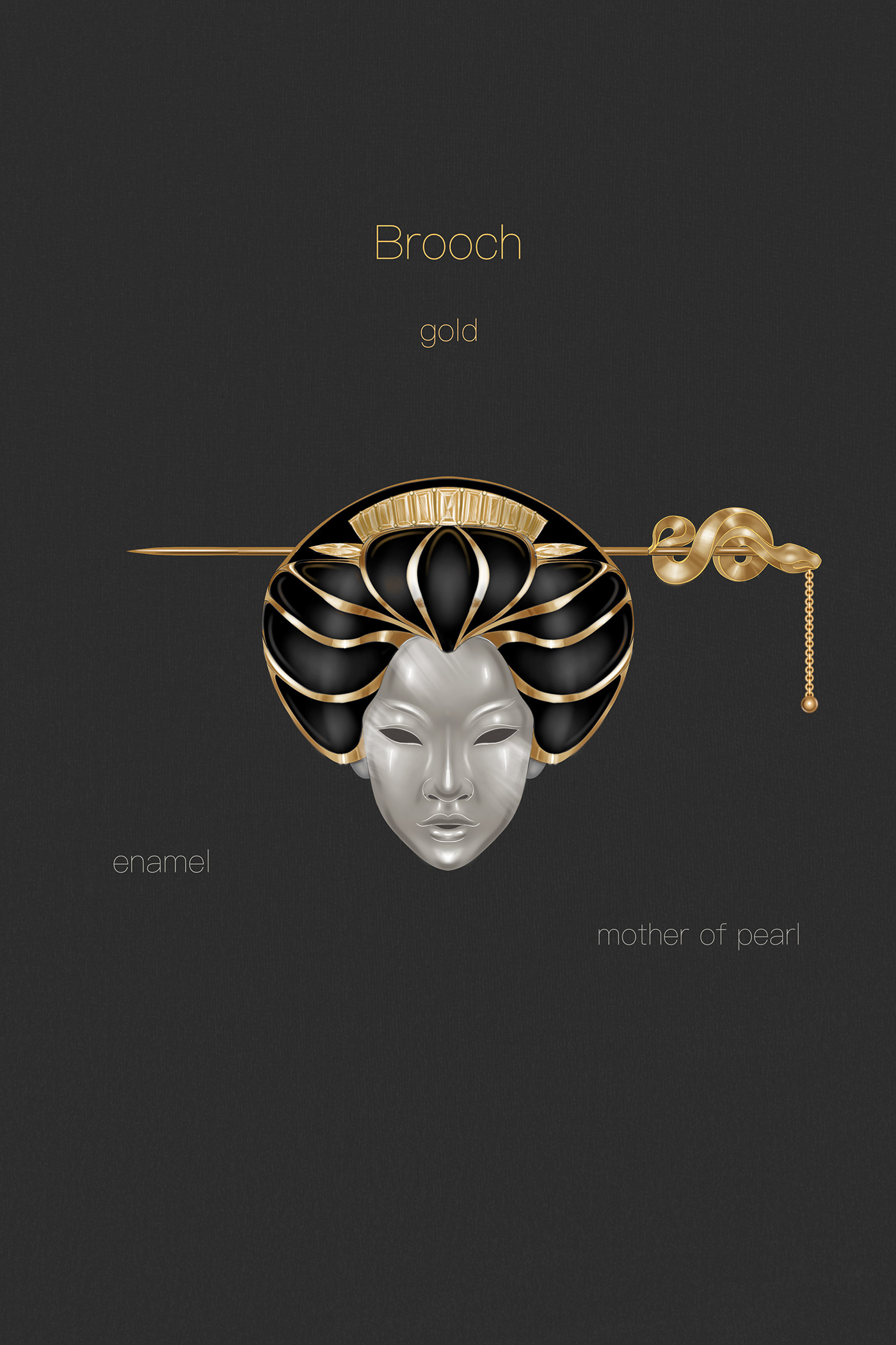 sketch sketchbook photoshop jewelry gold brooch motherofpearl enamel cad Solidworks