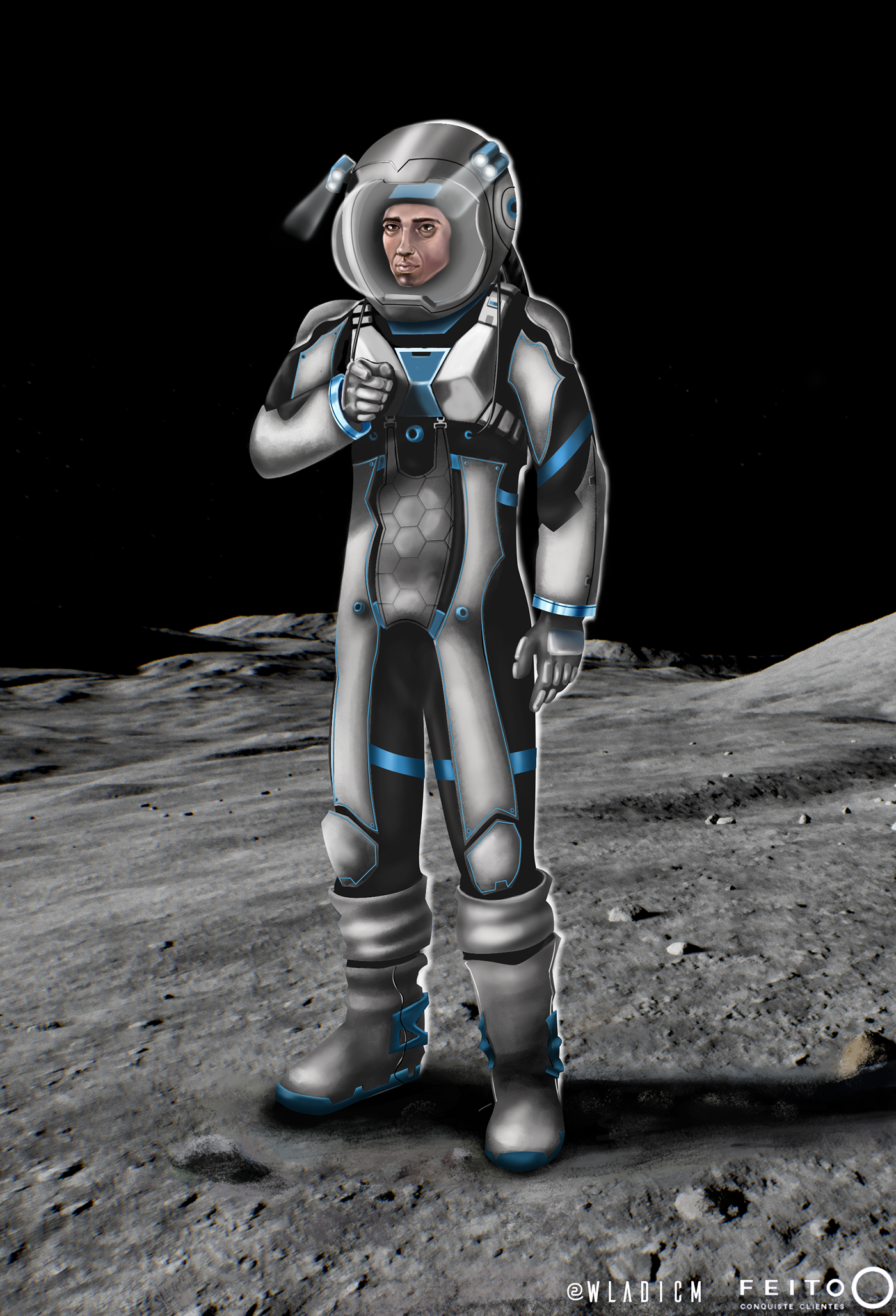 astronaut ILLUSTRATION  Ilustração digital design Character persongem Lua astronauta concept