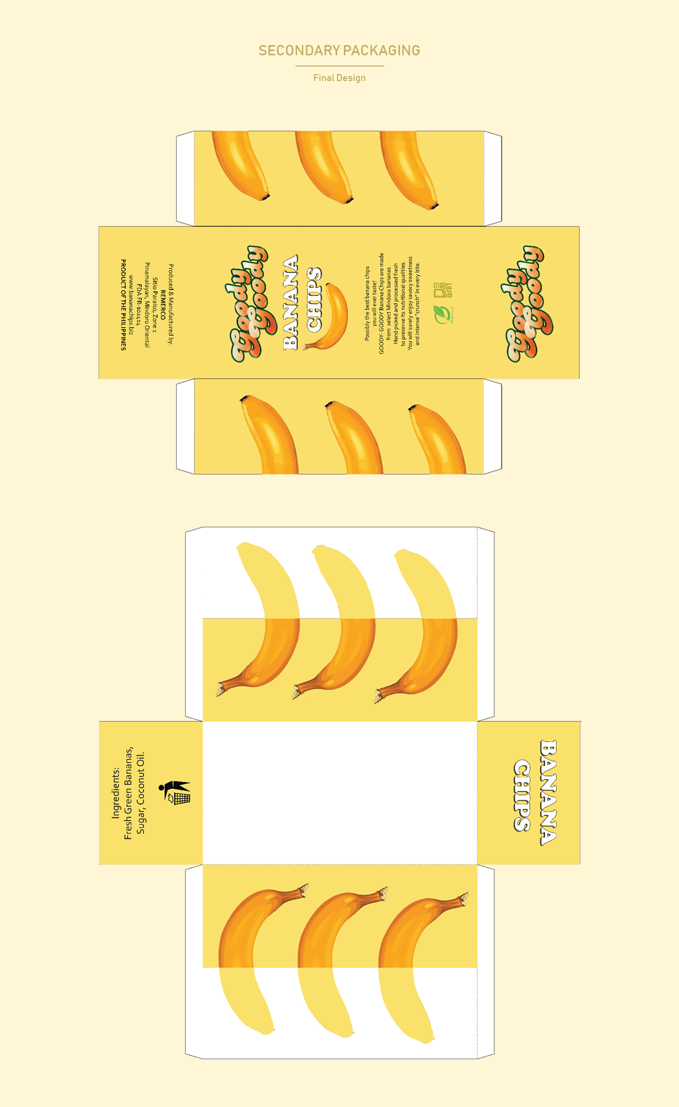 Banana Chips Packaging banana box Philiippines local product chips Trans Fat nutrition facts UST CFAD