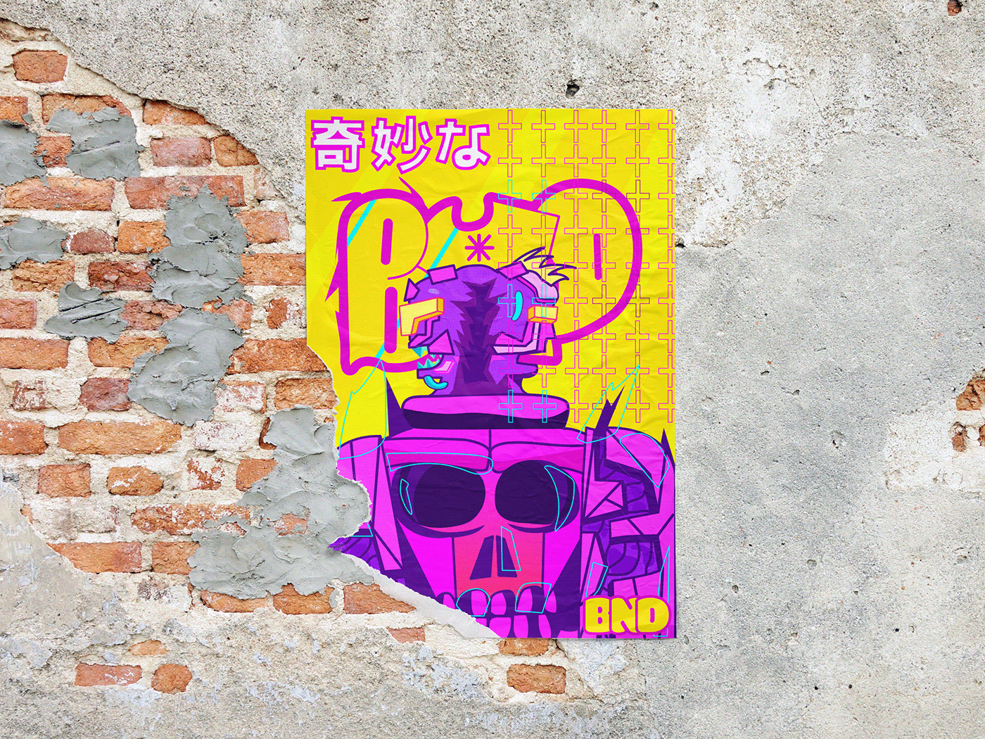 monster vector Cyberpunk affinity designer colorful yellow purple Illustrator detailed