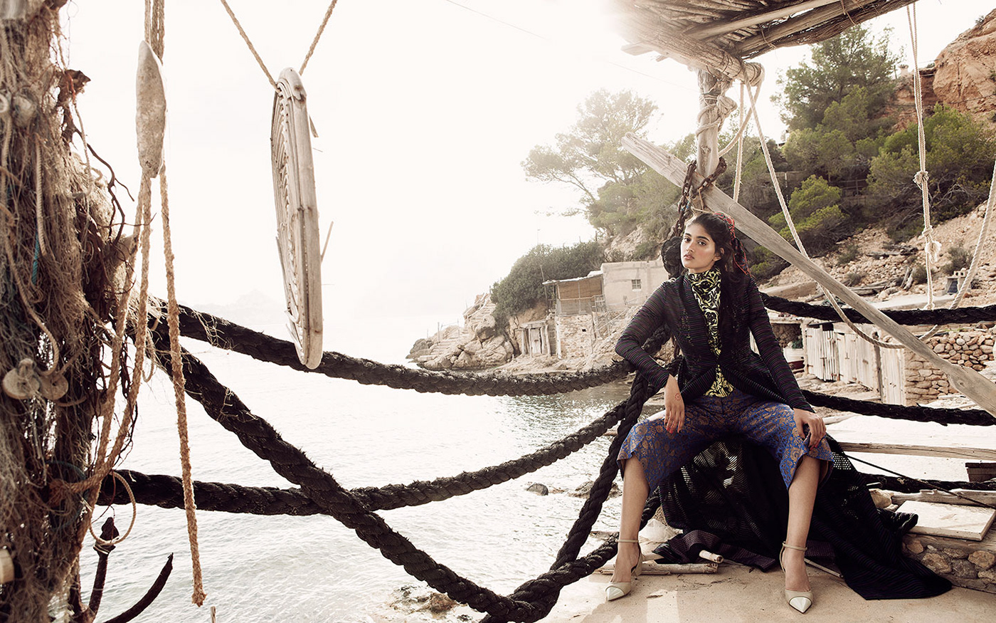 female Fashion  editorial ibiza harper's bazaar beach hippie