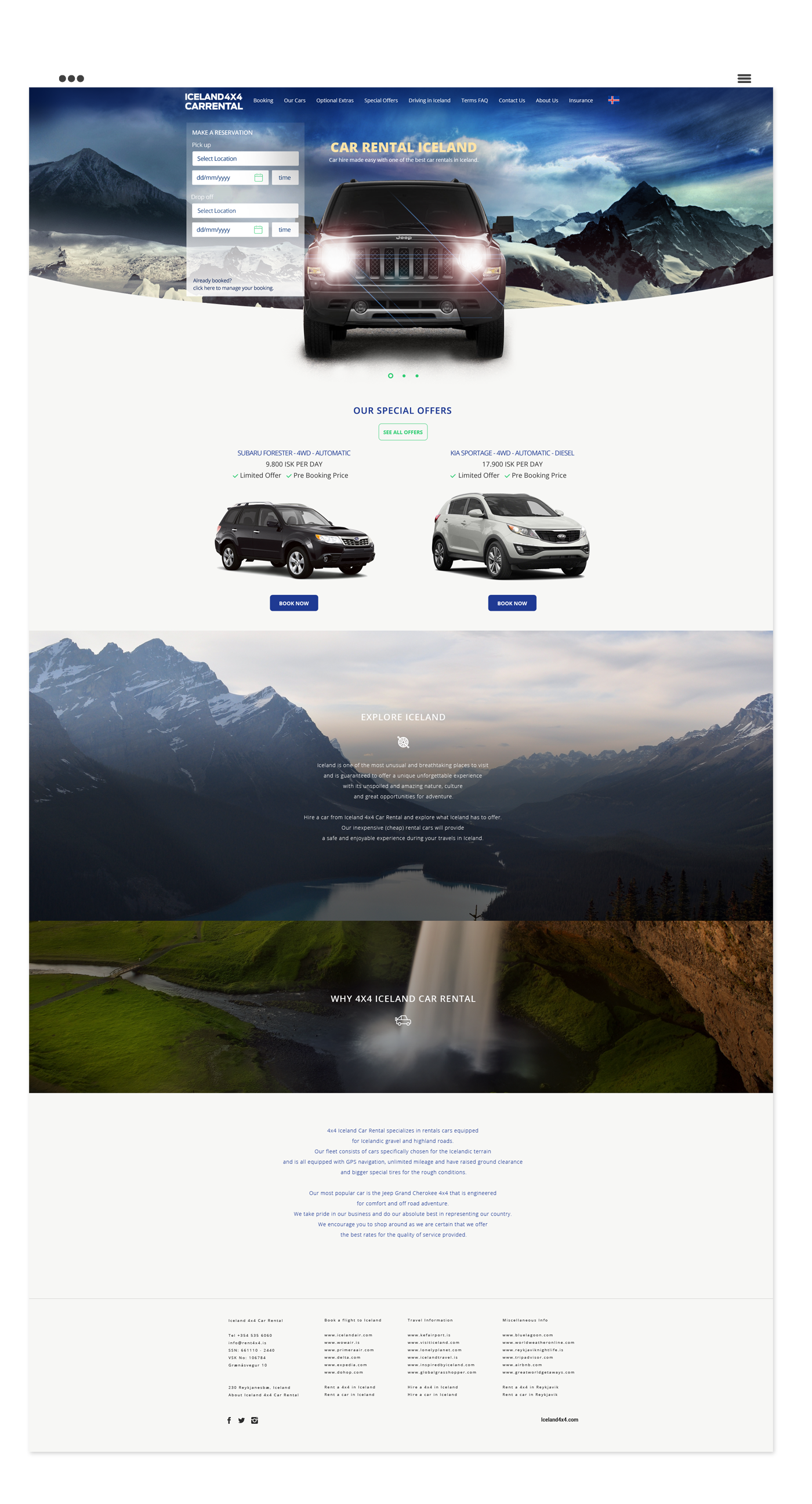 car rental Ecommerce Booking book iceland trip 4x4 jeep