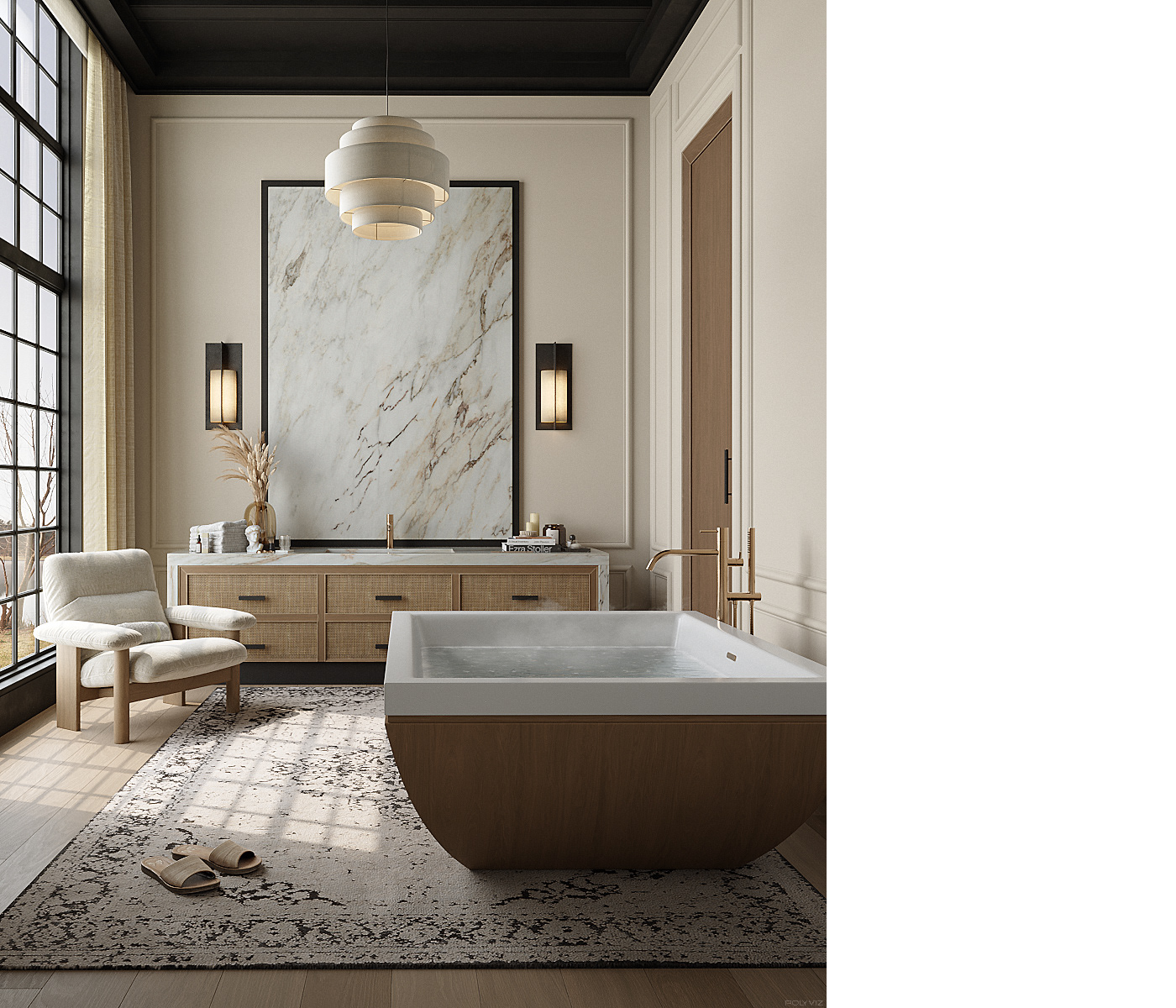 3d max vanity Spa interior design  bathroom corona render  arquitecture interior designer polyviz