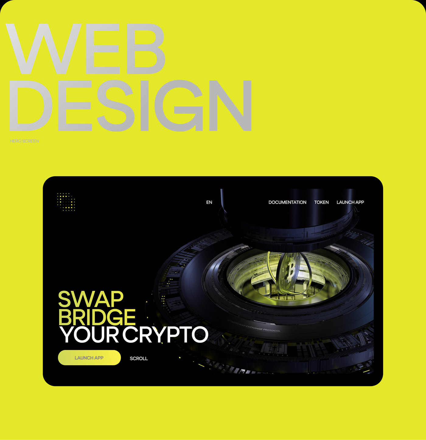 3D crypto cryptocurrency Interface motion yellow bitcoin exchange token coin