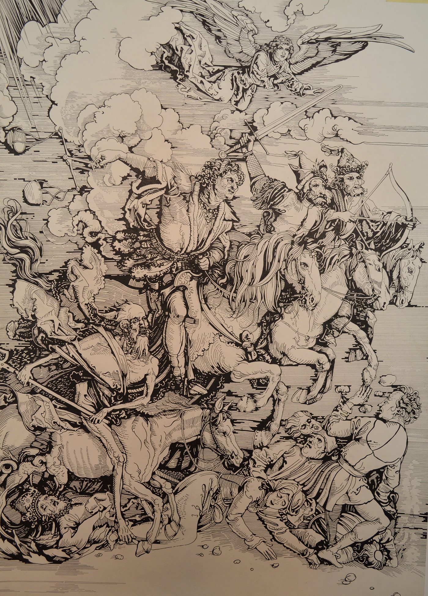 Fine Arts  Drawing  ink art direction  ILLUSTRATION  horsemen apocalypse knight