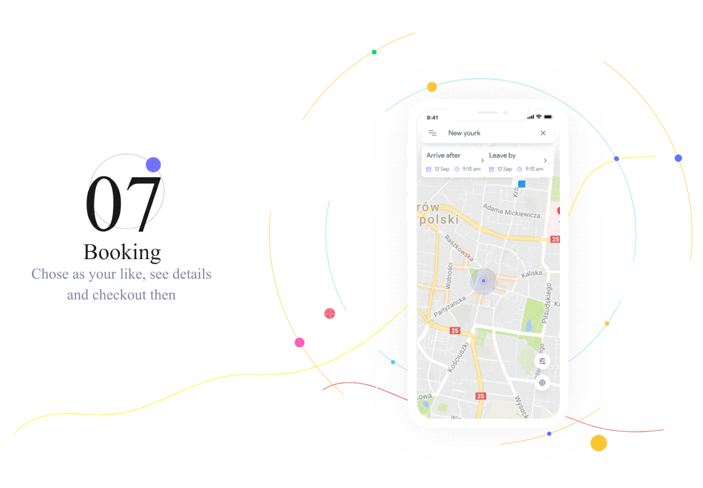Mobile app ux UI ios car parking map clean