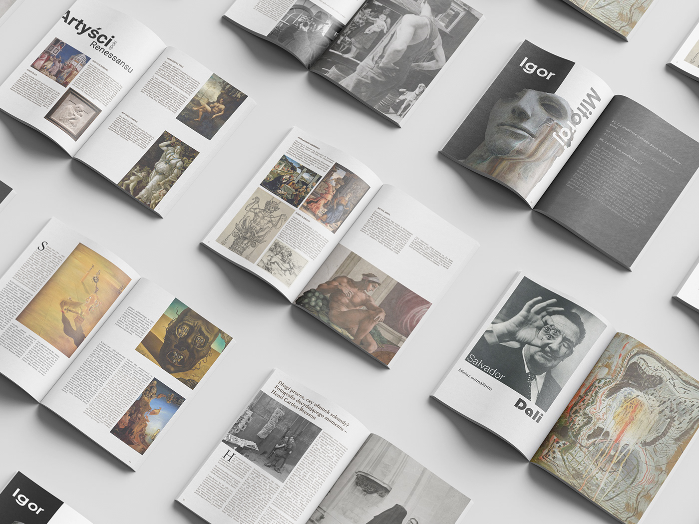text Magazine design editorial InDesign magazine Renessance dali history Igor Mitoraj