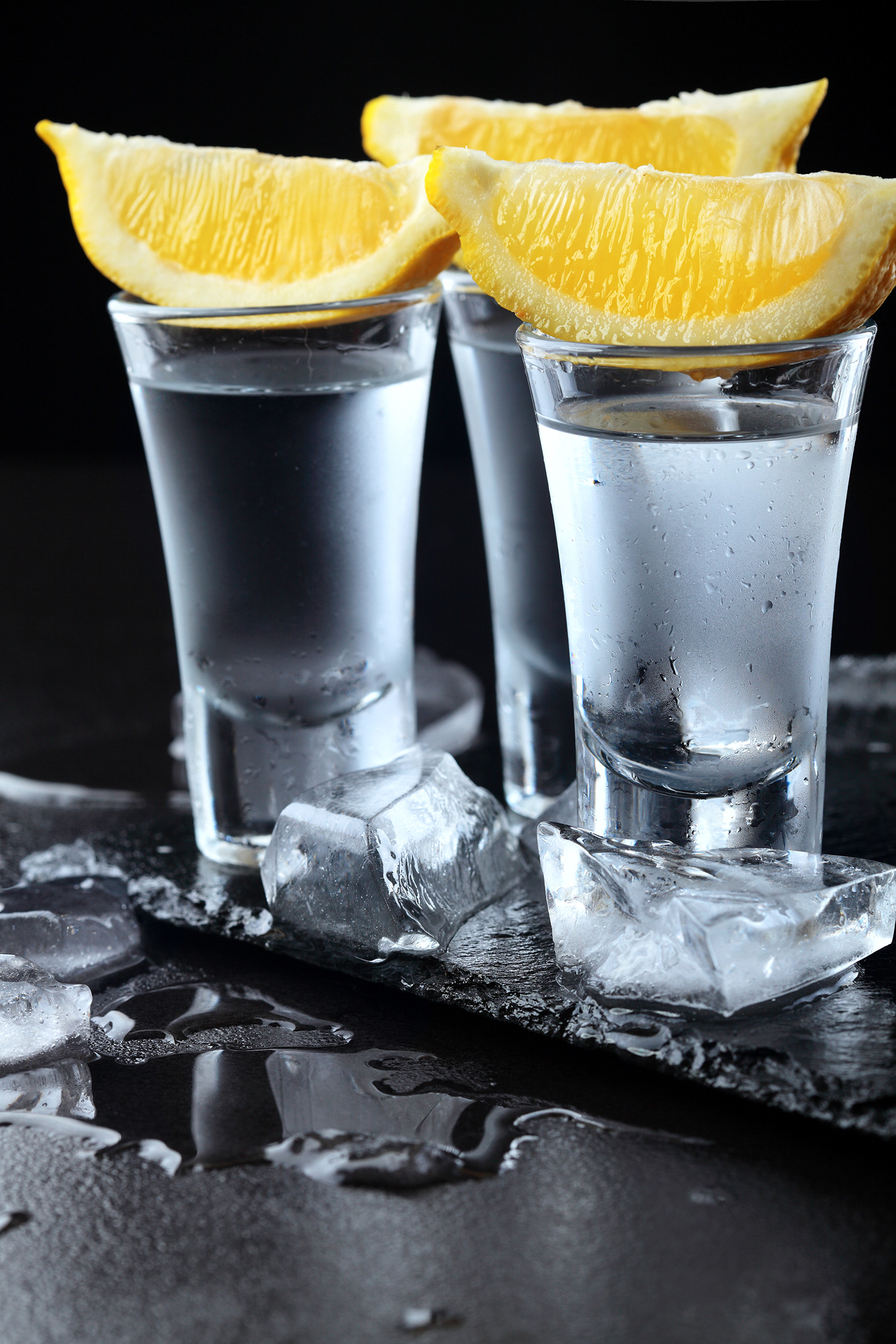 Vodka ice alcohol Advertising  glaas shotglass dark melted teauila