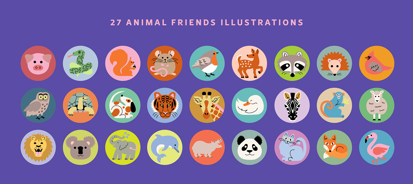 product illustration ILLUSTRATION  sticker pack colorful Character design  concept art digital illustration animals cute kawaii