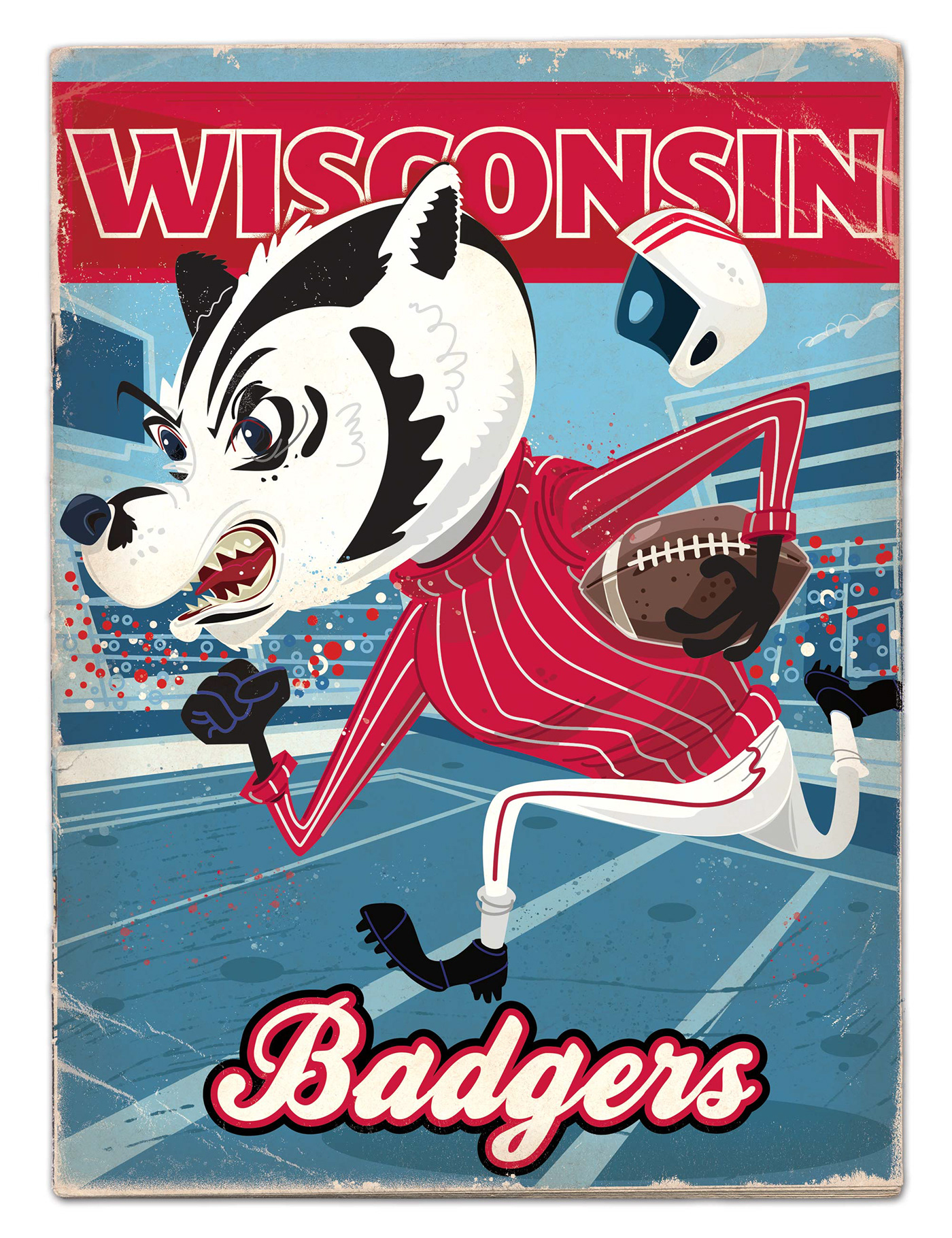 animal badger character design， college Football poster Mascot