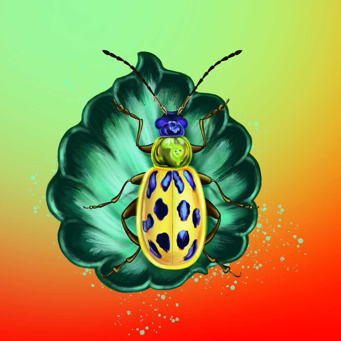 #holographic #bug #botanicalart #botanical #leaf #illustration #botanicalillustration