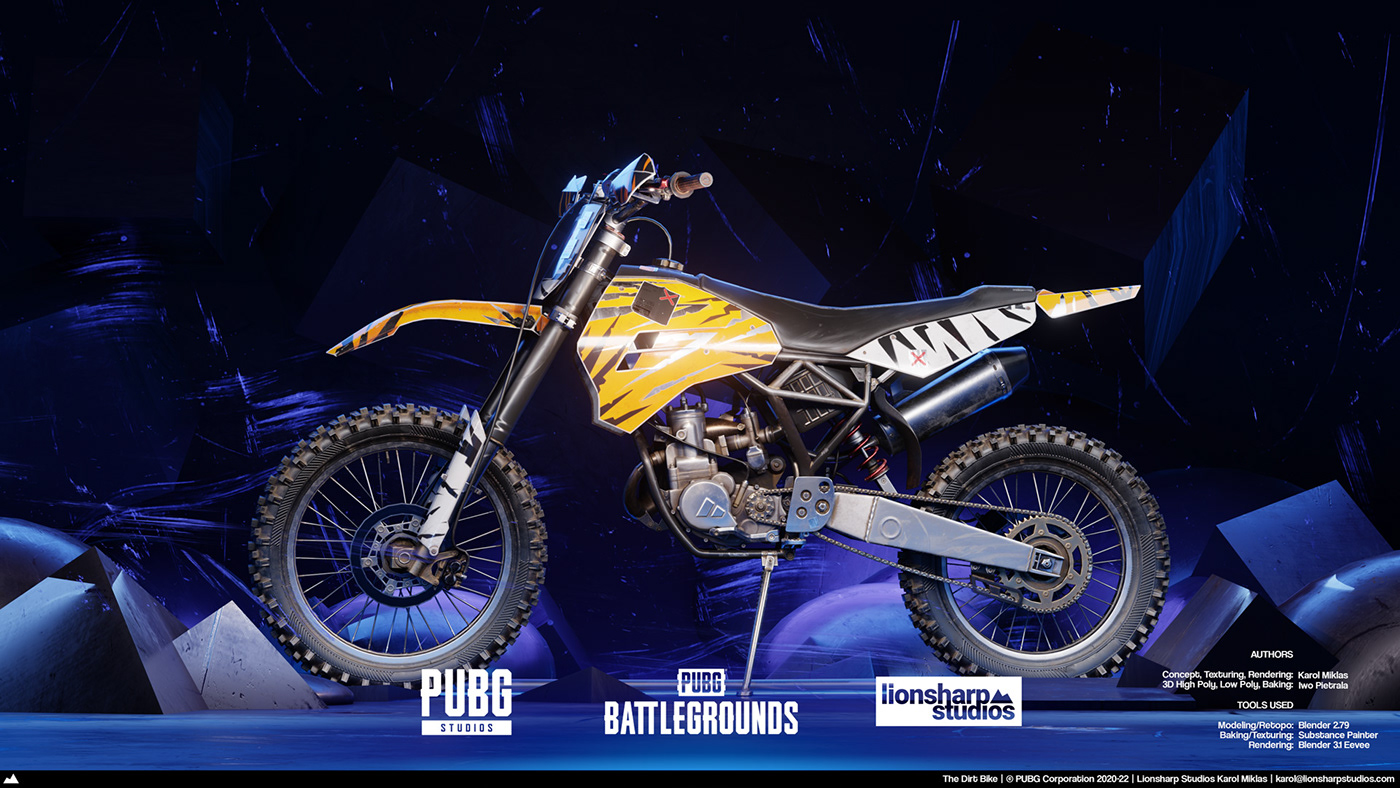 3D animation  blender dirtbike Eevee Low Poly pubg Substance Painter